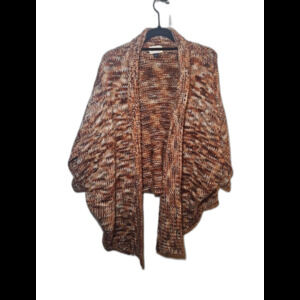 Women's Universal Thread Burnt Orange And Brown Open Front Cardigan Sweater OSFM